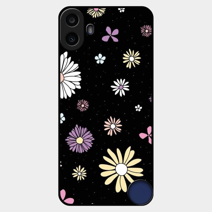 Seamless Floral Print Glass Case Cover For Nothing Cmf Phone 1