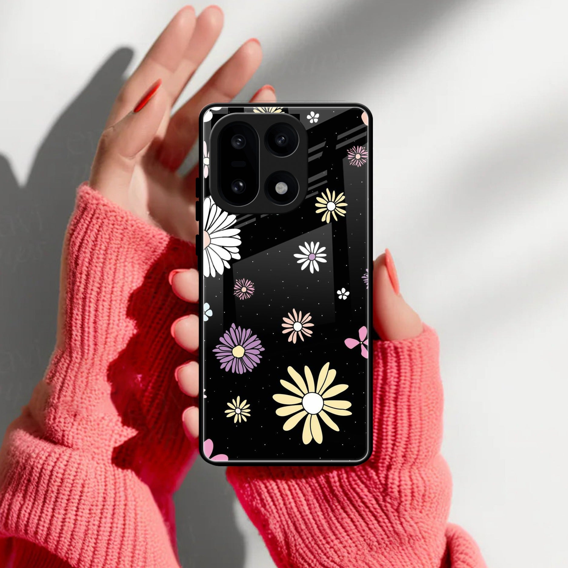 Seamless Floral Print Glass Case Cover For OnePlus 15 5G