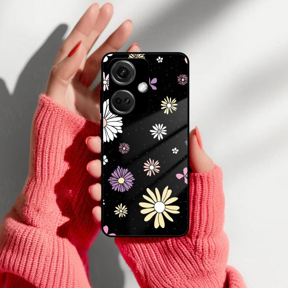 Seamless Floral Print Glass Case Cover For OnePlus