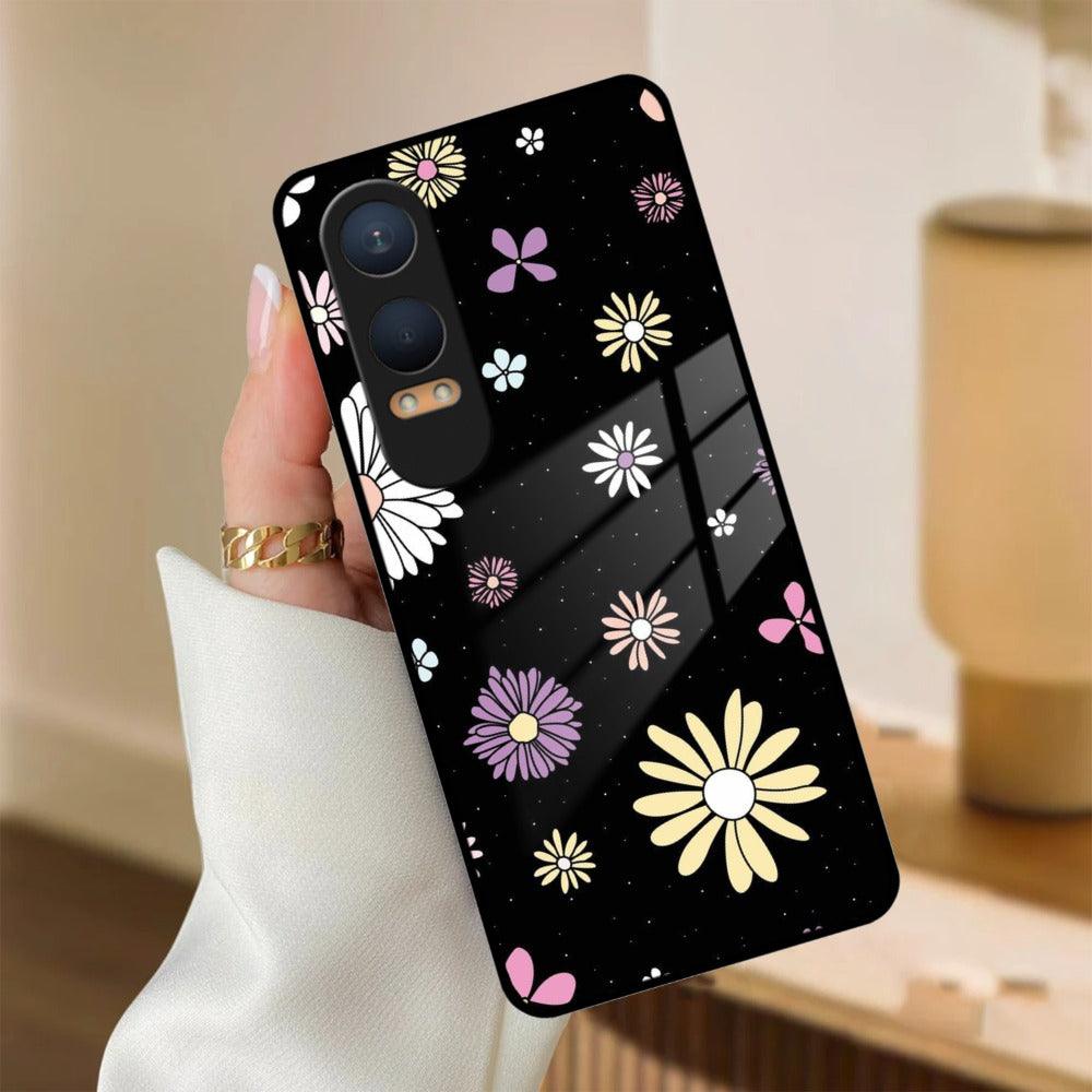 Seamless Floral Print Glass Case Cover For OnePlus