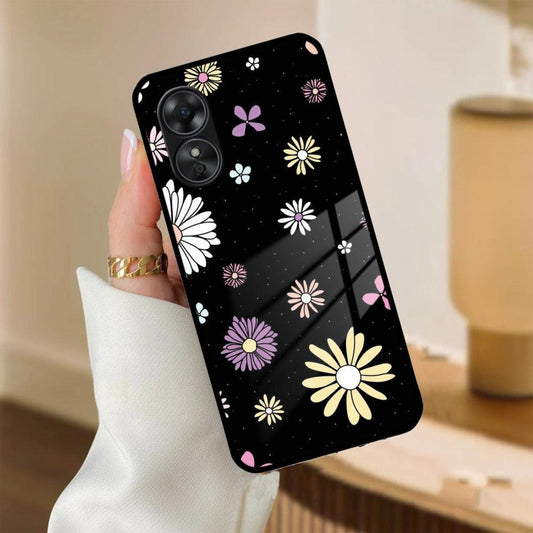 Seamless Floral Print Glass Case Cover Oppo