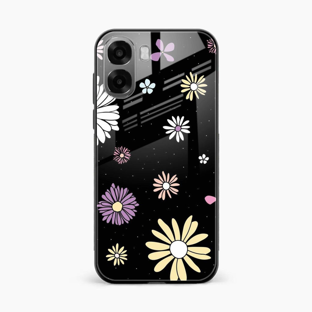 Seamless Floral Print Glass Case Cover For Oppo A6X 5G