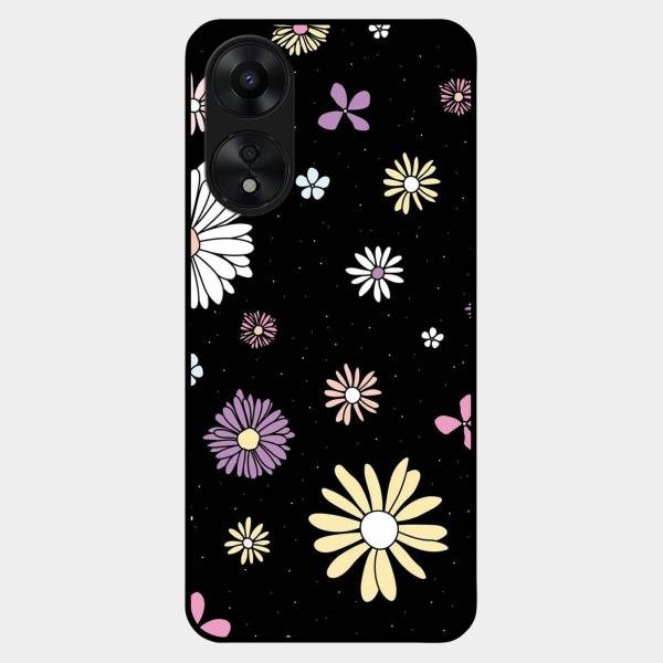 Seamless Floral Print Glass Case Cover For Oppo A78 5G