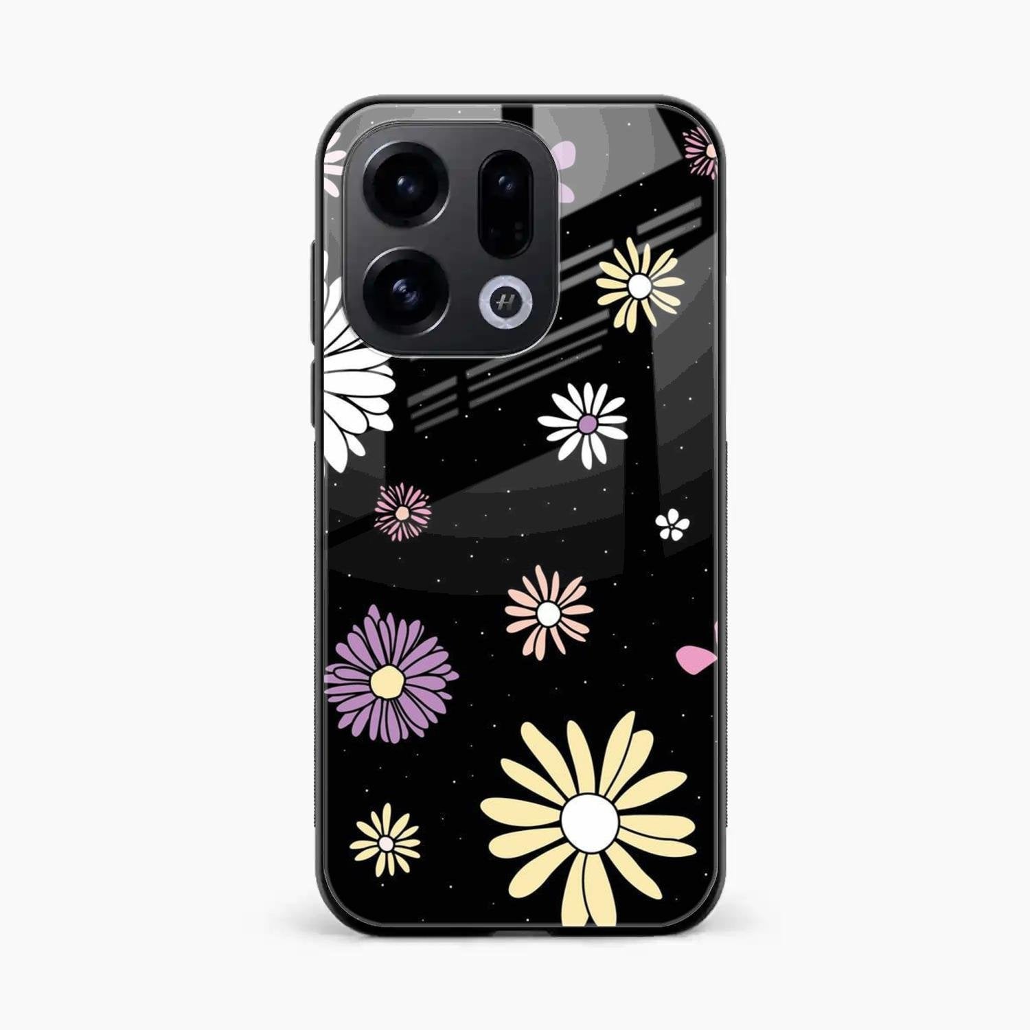 Seamless Floral Print Glass Case Cover For Oppo Find X9 5G