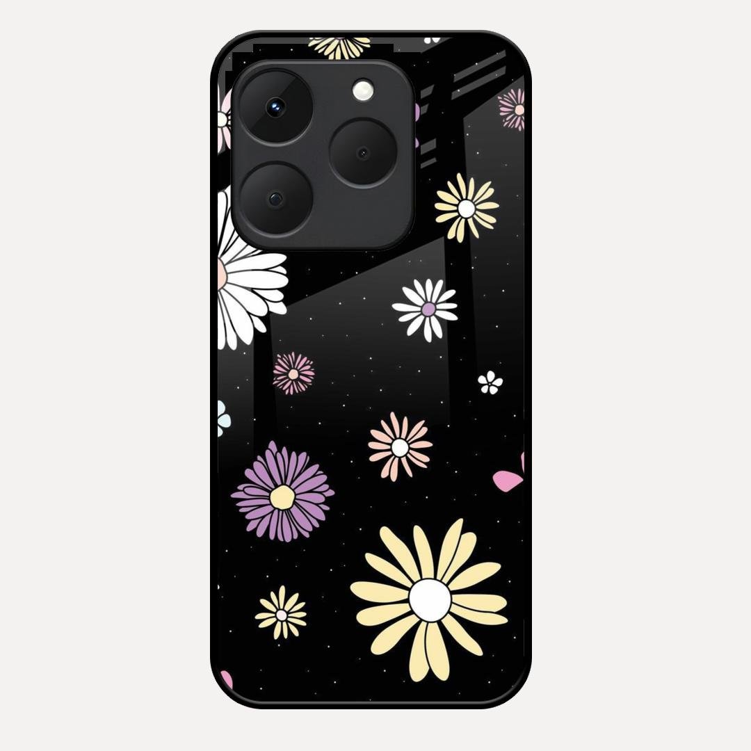 Seamless Floral Print Glass Case Cover For Realme 15T 5G
