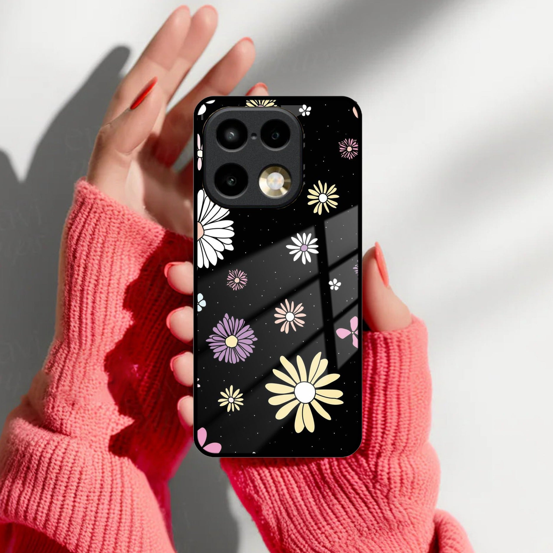 Seamless Floral Print Glass Case Cover For Realme/Narzo
