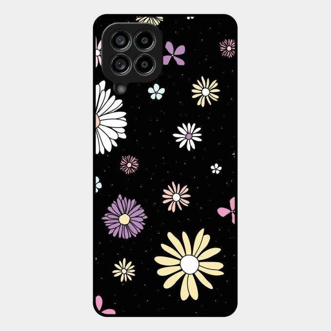 Seamless Floral Print Glass Case Cover For Samsung Galaxy M53 5G
