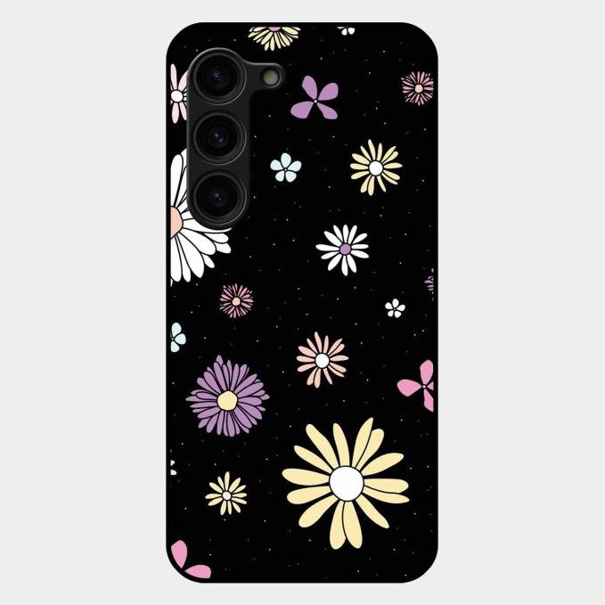 Seamless Floral Print Glass Case Cover For Samsung Galaxy S23 Plus 5G