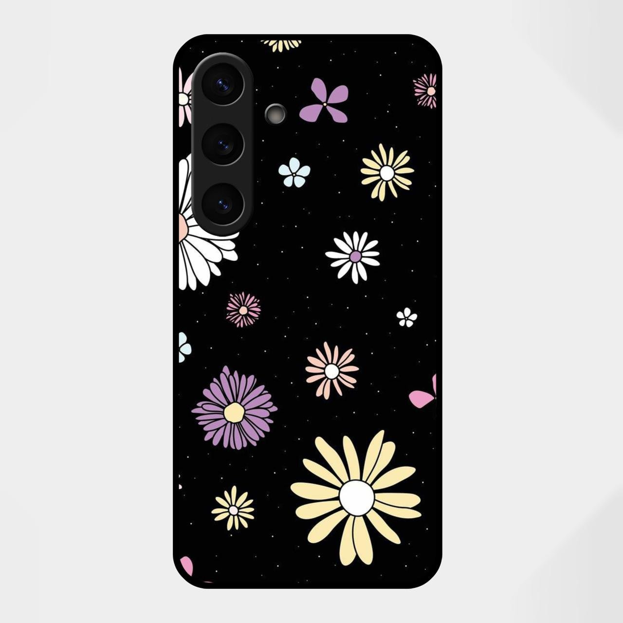 Seamless Floral Print Glass Case Cover For Samsung Galaxy S25 FE 5G
