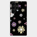Seamless Floral Print Glass Case Cover For Samsung Galaxy S25 Ultra 5G