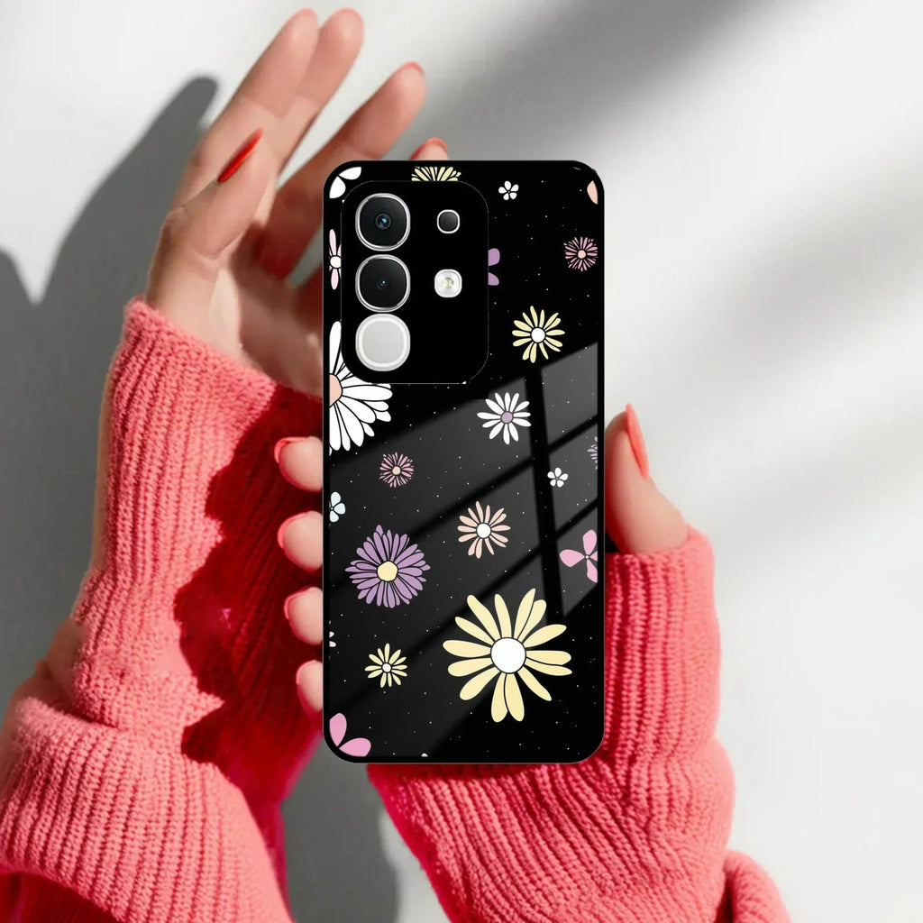 Seamless Floral Print Glass Case Cover For Vivo - ShopOnCliQ