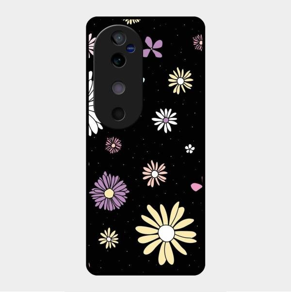 Seamless Floral Print Glass Case Cover For Vivo V40 5G