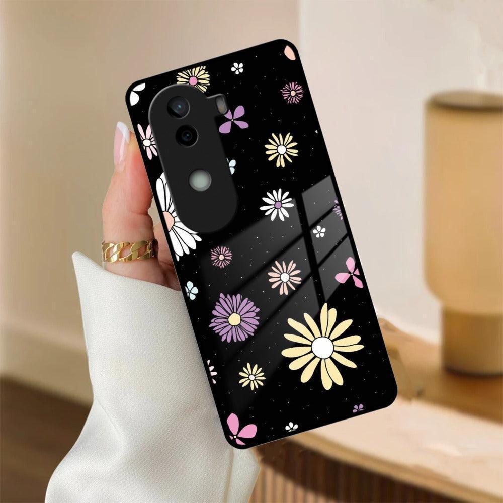 Seamless Floral Print Glass Case Cover For Vivo - ShopOnCliQ