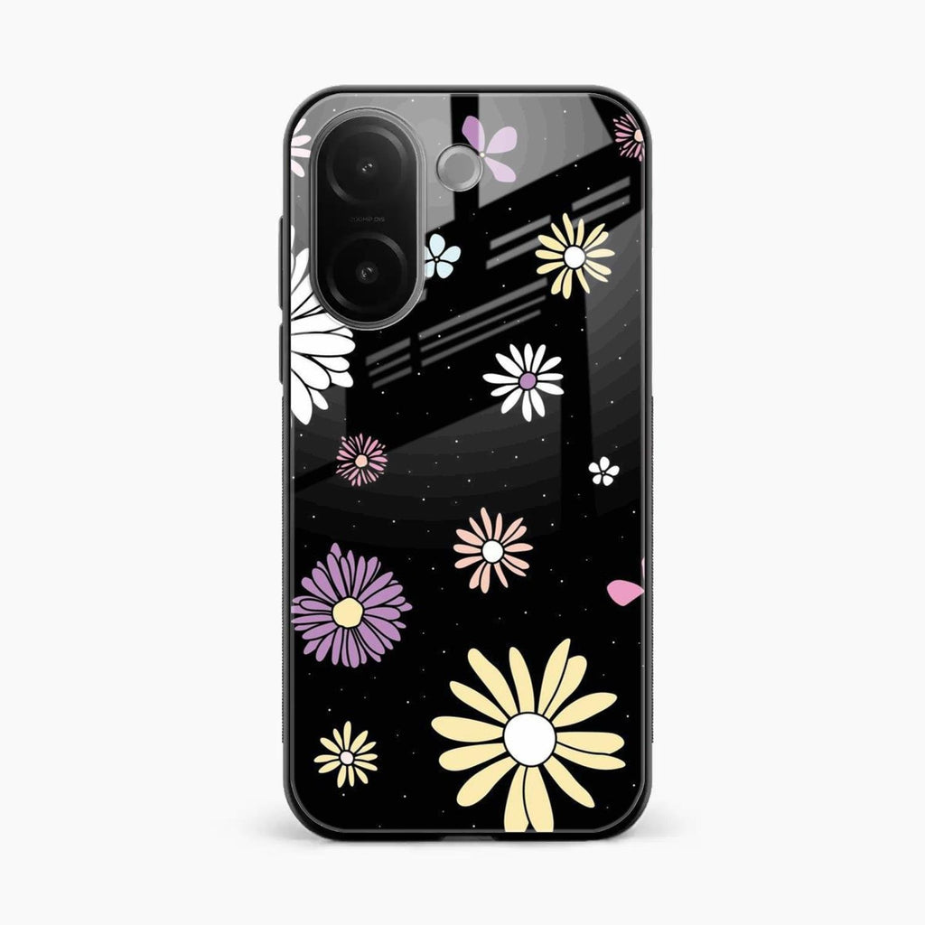 Seamless Floral Print Glass Case Cover For Vivo V60e 5G