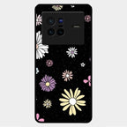 Seamless Floral Print Glass Case Cover For Vivo X80 5G