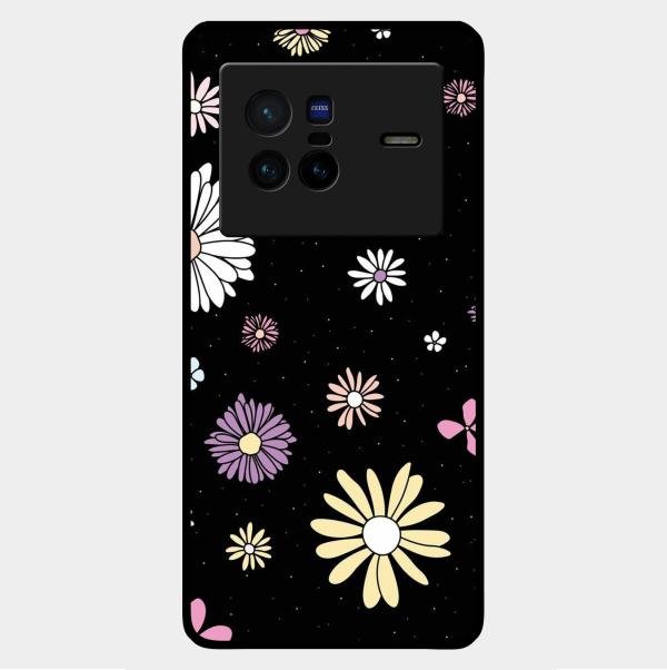 Seamless Floral Print Glass Case Cover For Vivo X80 5G