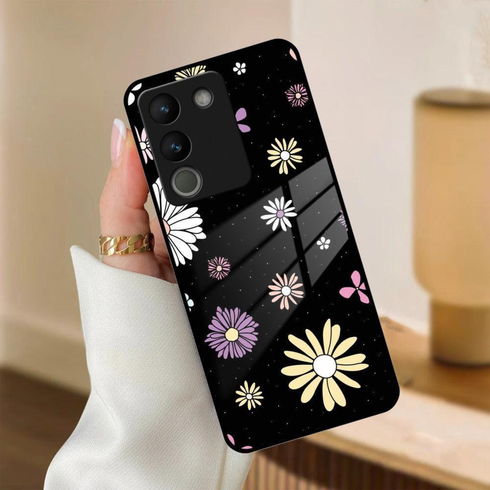 Seamless Floral Print Glass Case Cover For Vivo - ShopOnCliQ