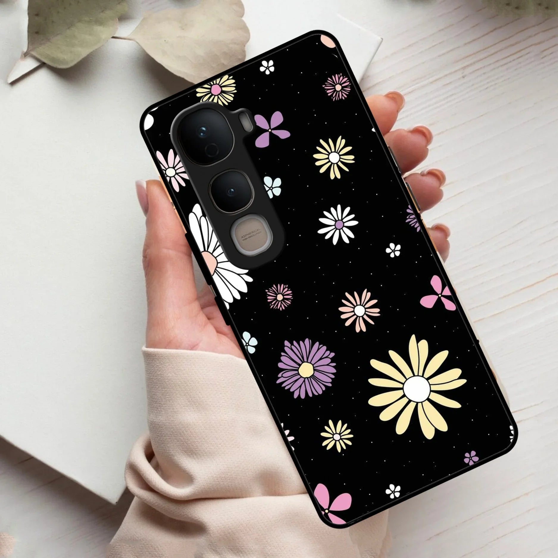 Seamless Floral Print Glass Case Cover For Vivo - ShopOnCliQ