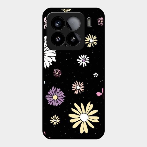 Seamless Floral Print Glass Case Cover For Xiaomi 15 5G