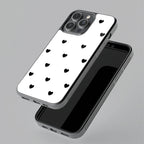 Heart Pattern White Glass Case Cover for iPhone 15 Pro