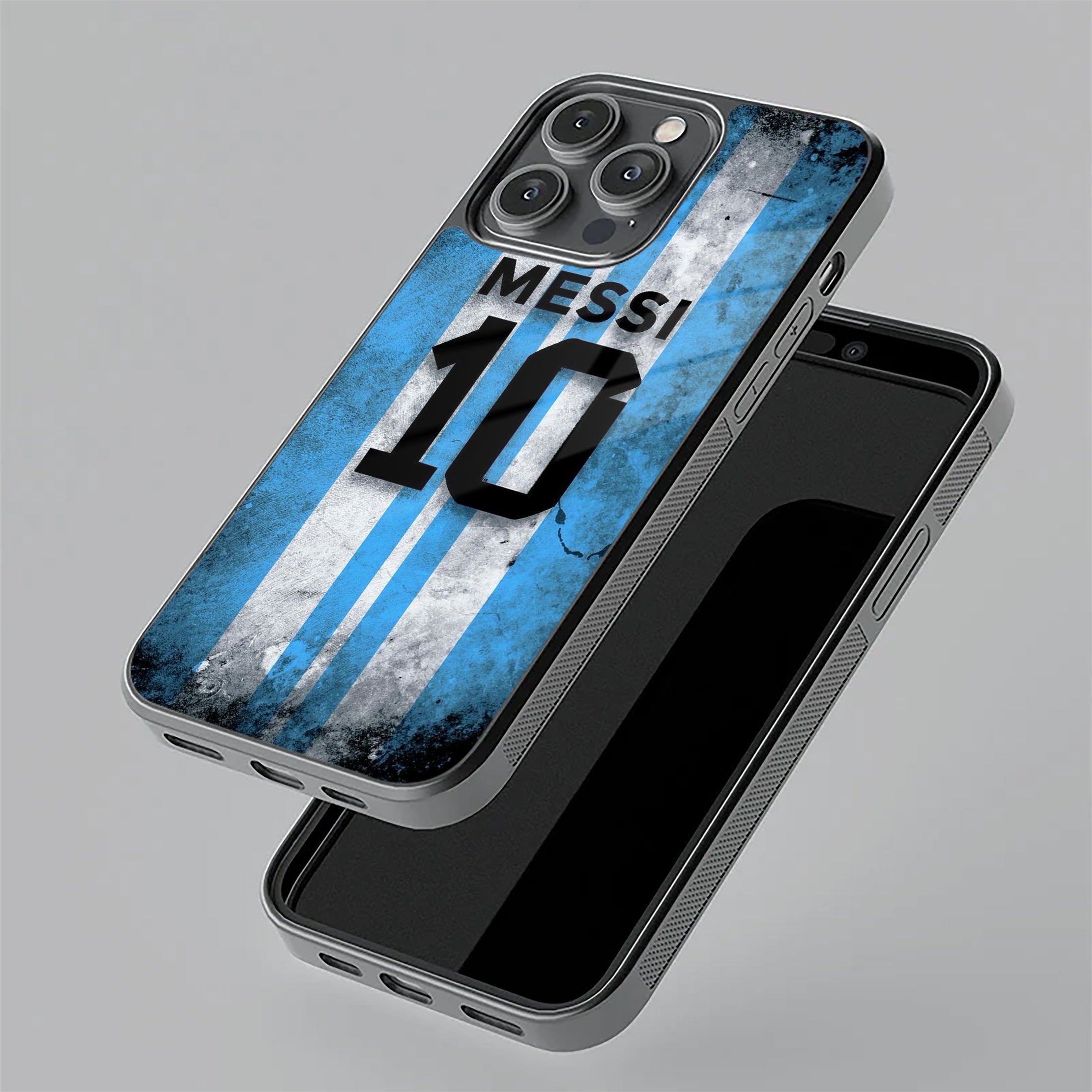 Blue Stripes Number 10 Football Glass Phone Case for Vivo V29 5G