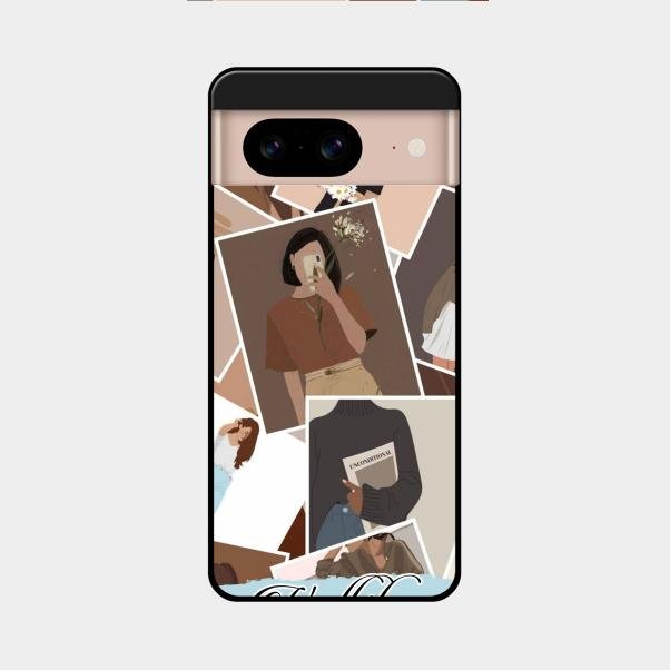 Selfie Girl Collage Glass Case Cover For Google Pixel 8 5G