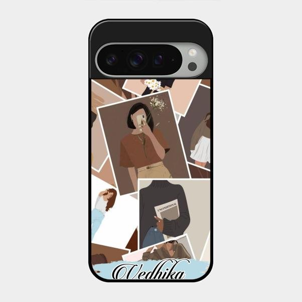 Selfie Girl Collage Glass Case Cover For Google Pixel 9 Pro Xl