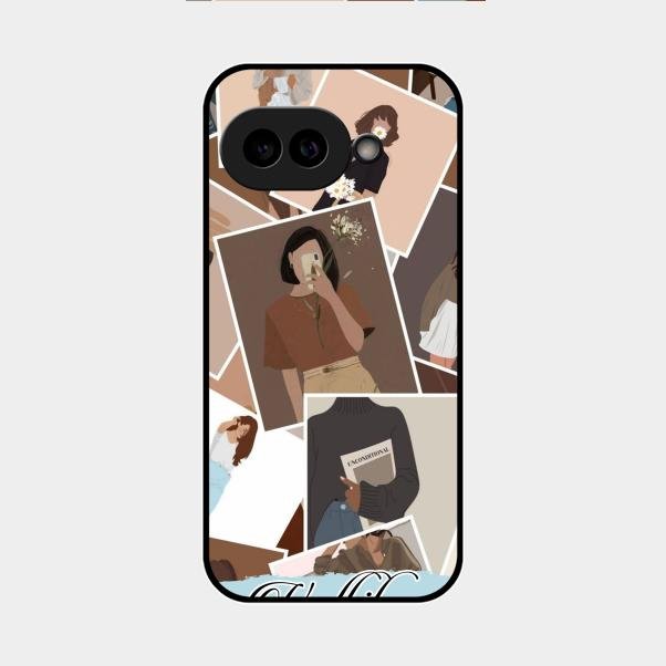 Selfie Girl Collage Glass Case Cover For Google Pixel 9A 5G