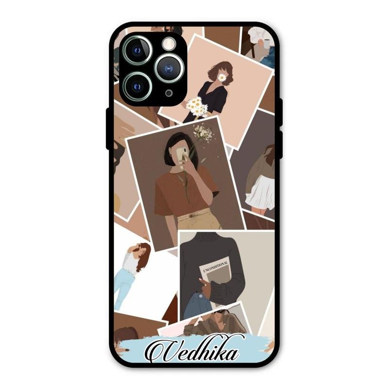 Selfie Girl Collage Glass Case Cover For iPhone 11 Pro Max