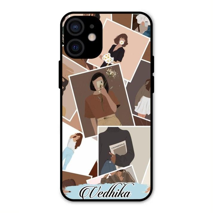 Selfie Girl Collage Glass Case Cover For iPhone 12 mini