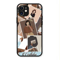Selfie Girl Collage Glass Case Cover For iPhone 12