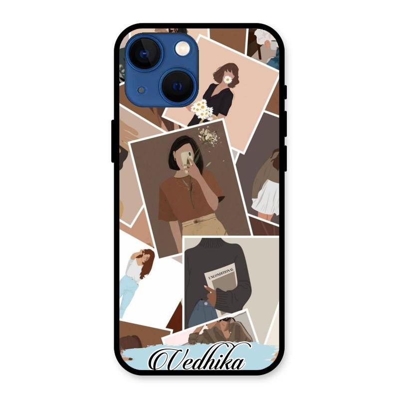 Selfie Girl Collage Glass Case Cover For iPhone 13 mini