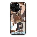 Selfie Girl Collage Glass Case Cover For iPhone 15 Pro Max