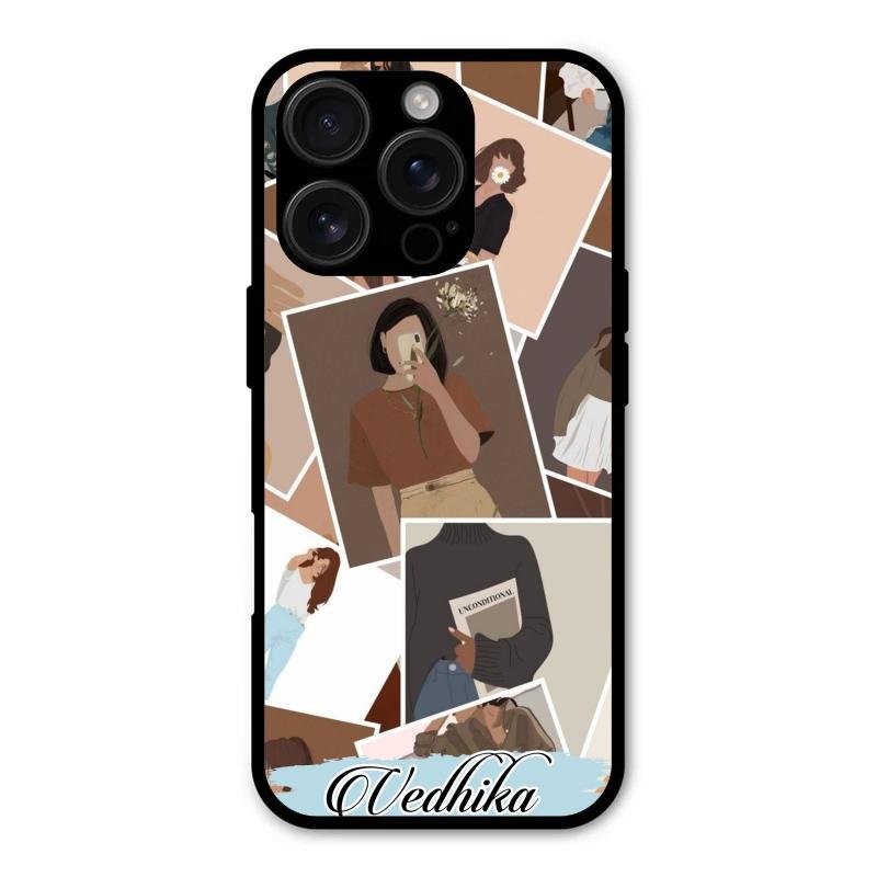 Selfie Girl Collage Glass Case Cover For iPhone 16 Pro