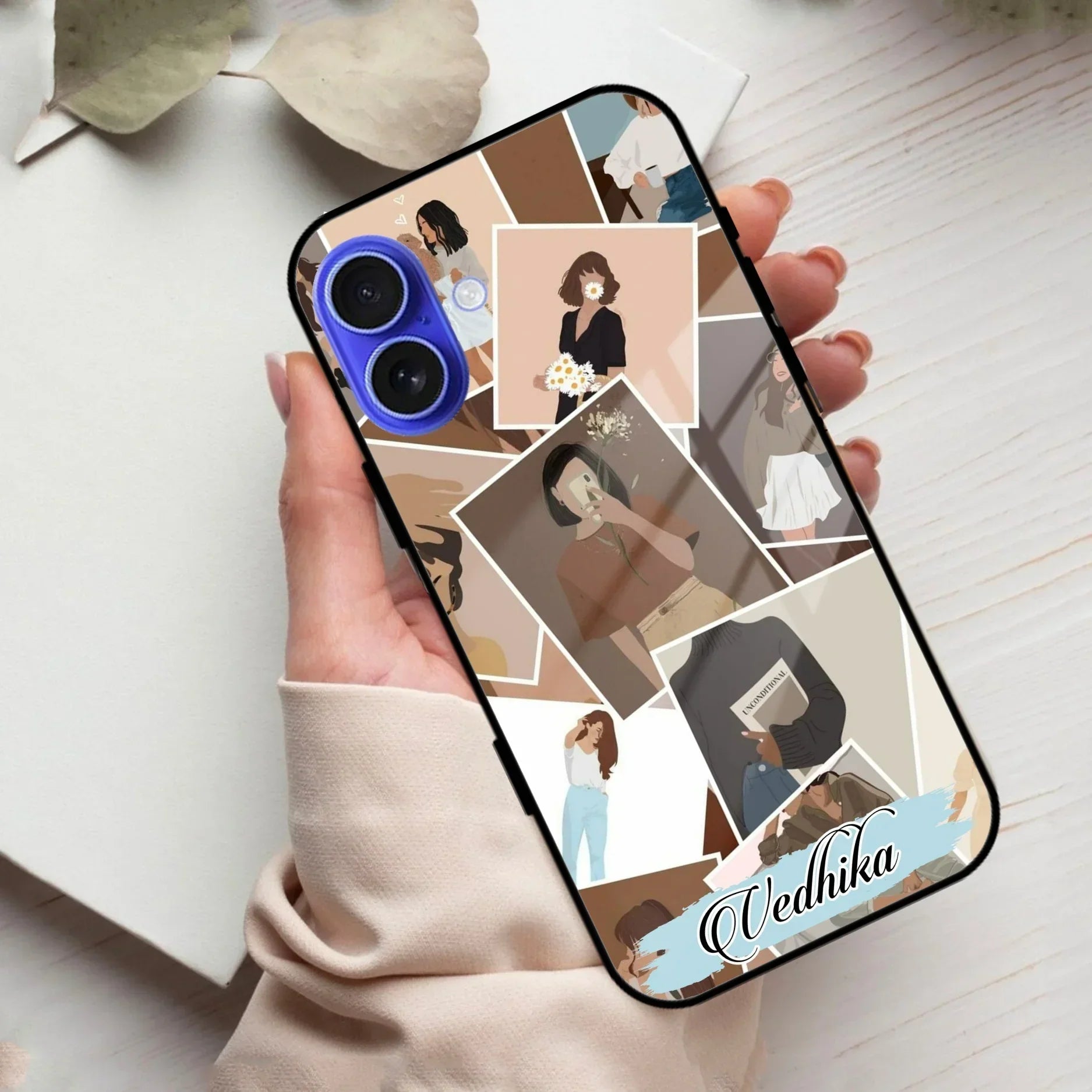 Selfie Girl Collage Glass Case Cover For iPhone - ShopOnCliQ