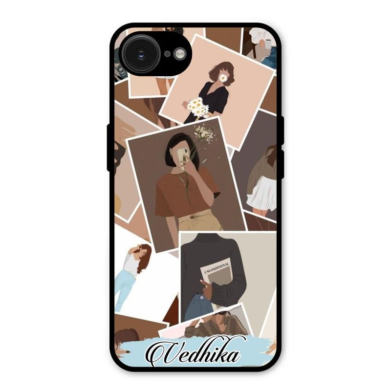 Selfie Girl Collage Glass Case Cover For iPhone 16e