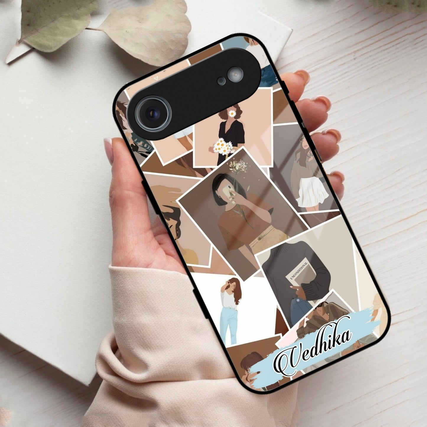 Selfie  Girl Collage Glass Case Cover For iPhone