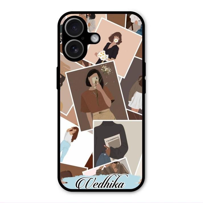 Selfie Girl Collage Glass Case Cover For iPhone 17