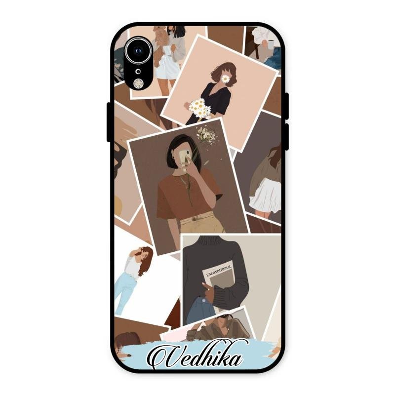 Selfie Girl Collage Glass Case Cover For iPhone XR