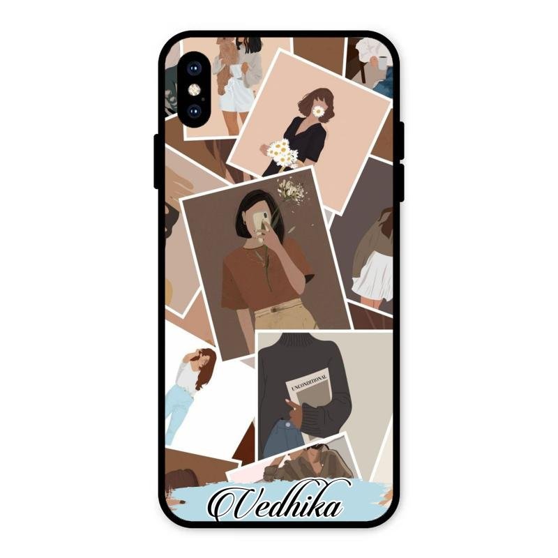 Selfie Girl Collage Glass Case Cover For iPhone XS Max