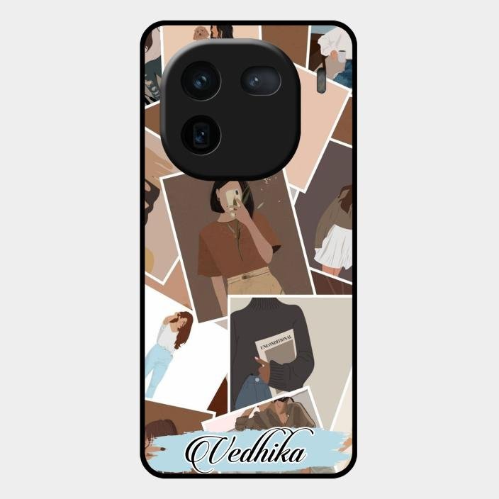 Selfie Girl Collage Glass Case Cover For Iqoo 12 5G