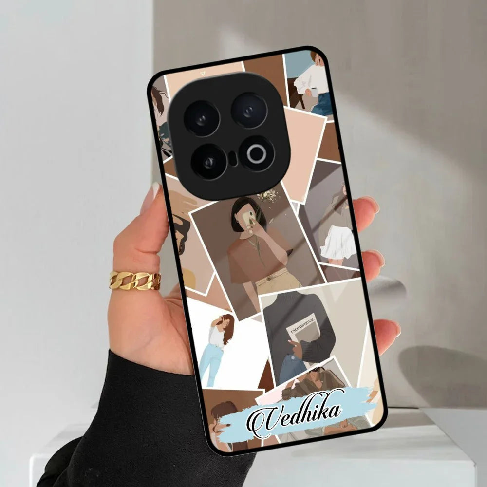 Selfie Girl Collage Glass Case Cover For iQOO - ShopOnCliQ