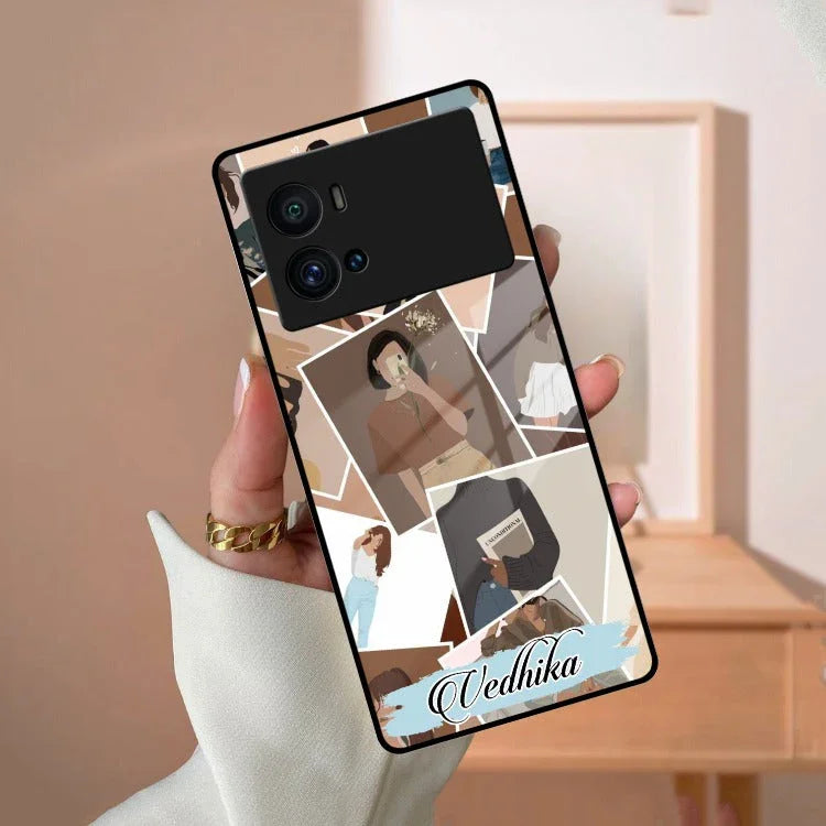 Selfie Girl Collage Glass Case Cover For Vivo - ShopOnCliQ