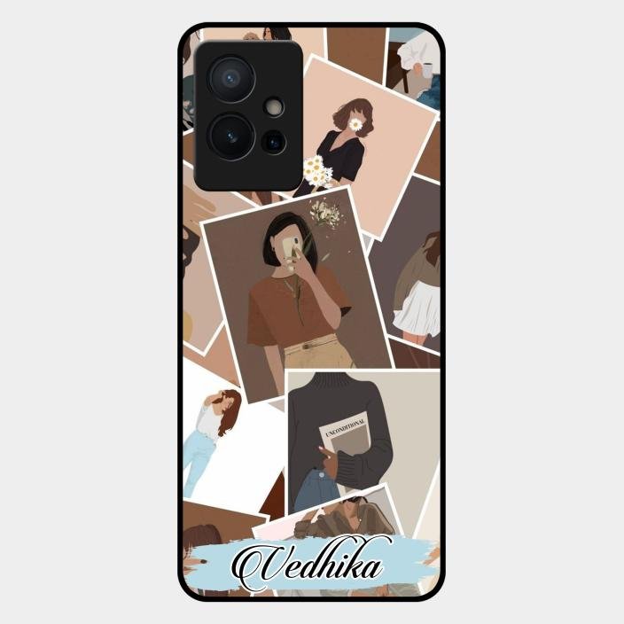 Selfie Girl Collage Glass Case Cover For Iqoo Z6 5G