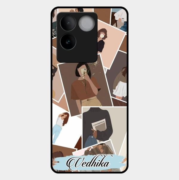 Selfie Girl Collage Glass Case Cover For Iqoo Z7 Pro 5G
