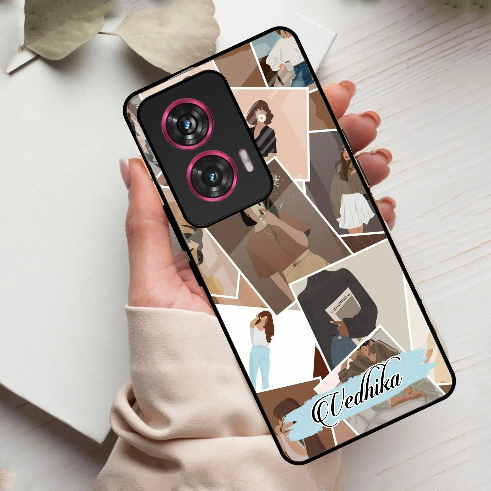 Selfie Girl Collage Glass Case Cover For Motorola - ShopOnCliQ