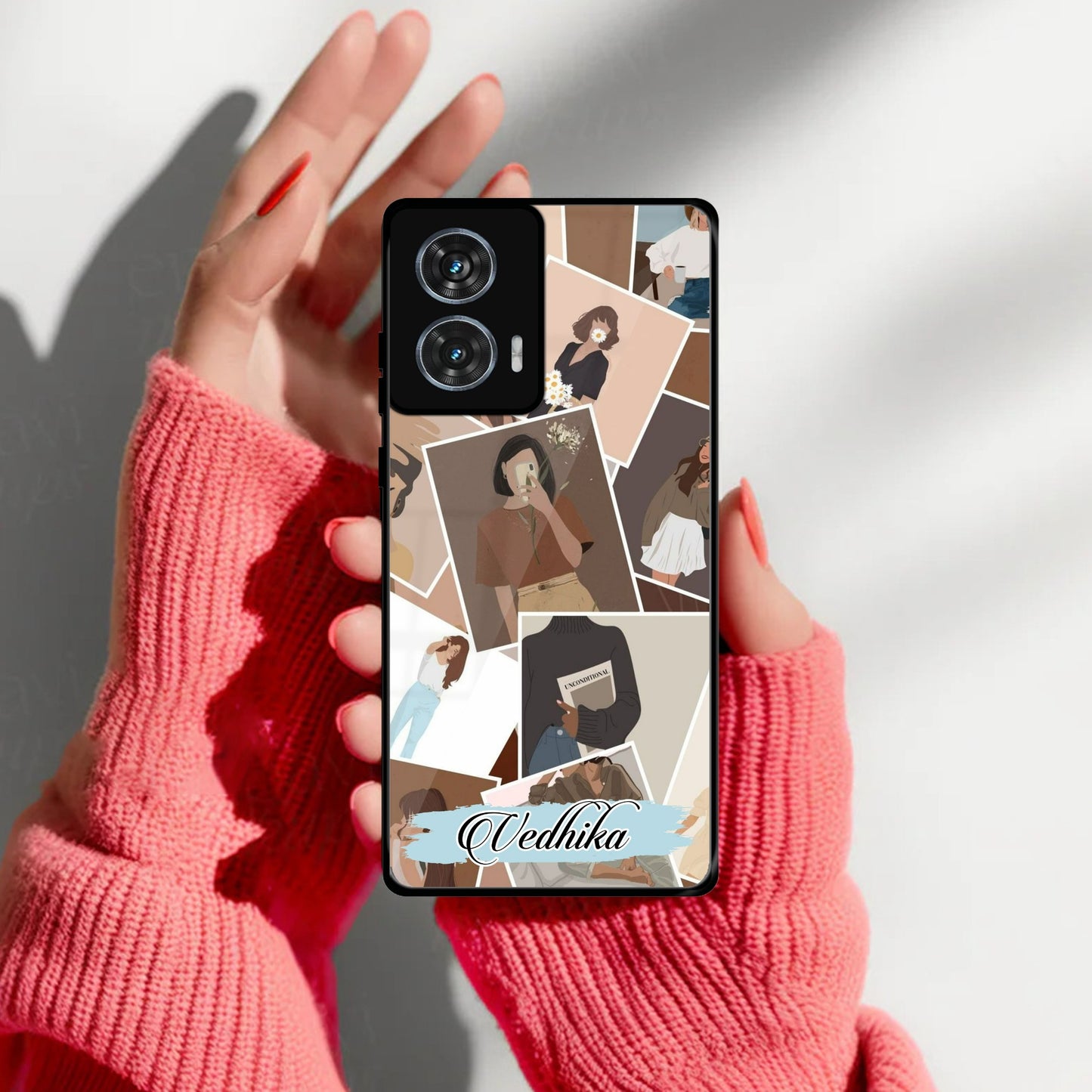 Selfie  Girl Collage Glass Case Cover For Motorola