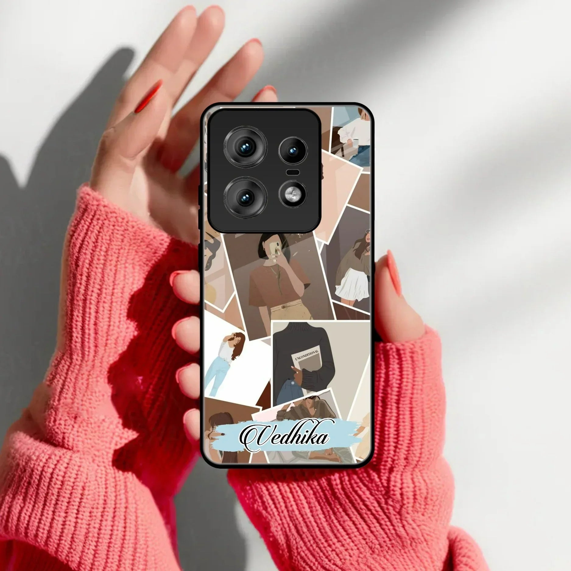 Selfie Girl Collage Glass Case Cover For Motorola - ShopOnCliQ