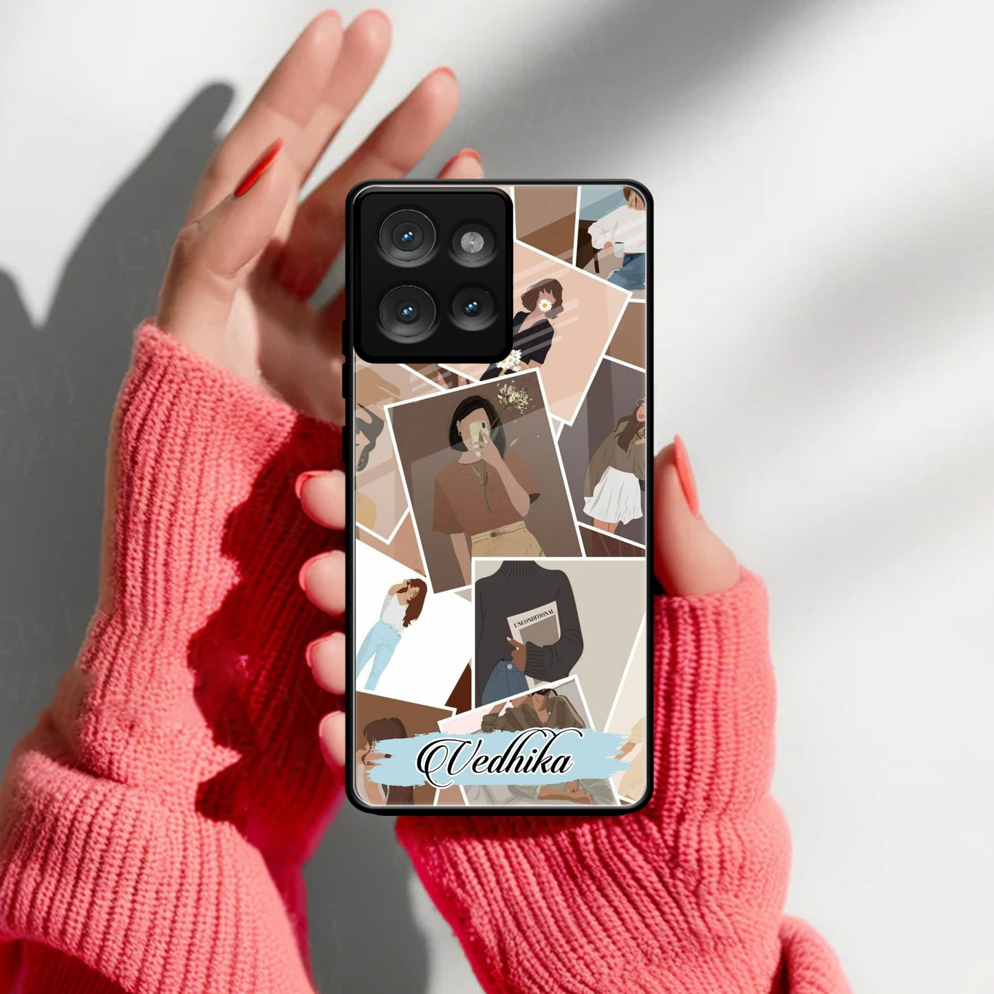 Selfie  Girl Collage Glass Case Cover For Motorola