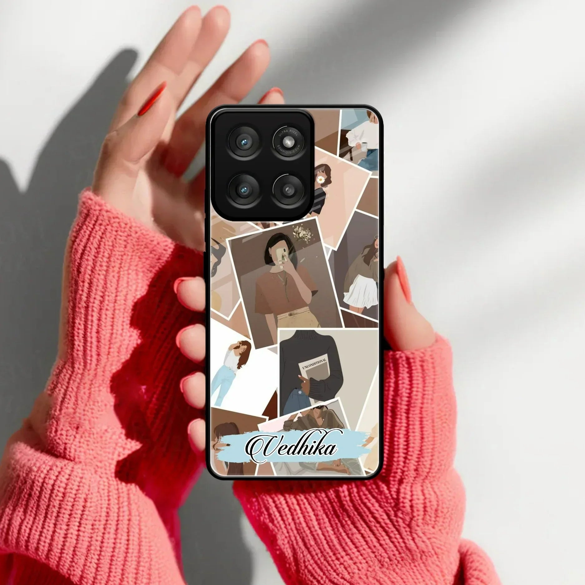 Selfie Girl Collage Glass Case Cover For Motorola - ShopOnCliQ